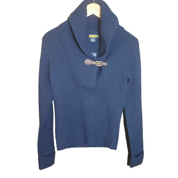 Ralph Lauren Womens Navy Blue Pure Wool Long Sleeve Sweater Size Medium NWT - Picture 1 of 5